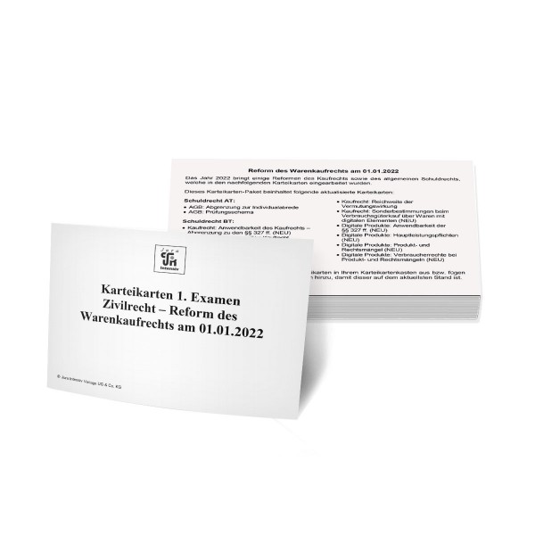 Nachkaufset Karteikarten 1. Examen Zivilrecht - Reform des Warenkaufrechts am 01.01.2022